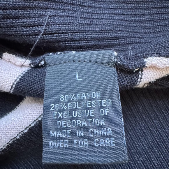 by & by Sweater Womens Large Pink Black Striped Jersey Pullover Lace Sleeve NWT - Picture 9 of 10